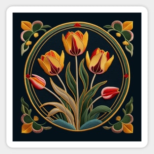 Easter Tulips Embroidered Patch Magnet